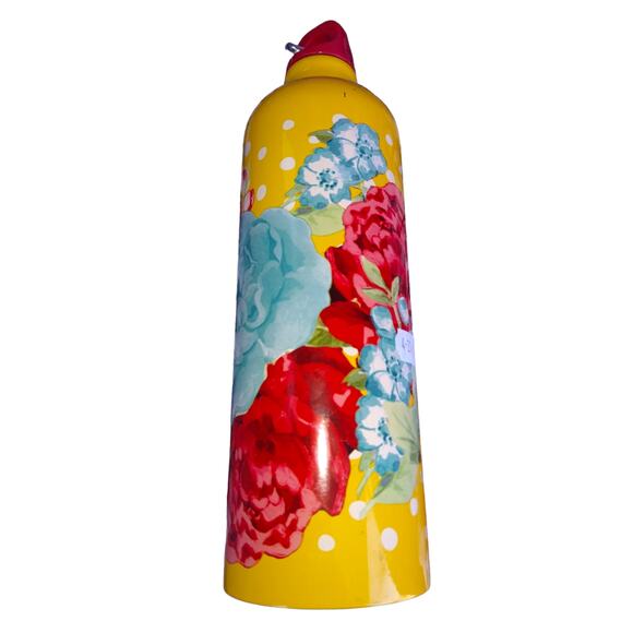 Pioneer Woman 25oz Stainless Water Bottle Yellow Polka Dot Floral - Picture 1 of 2